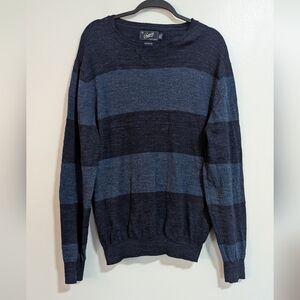 Grayers Clothiers Two Tone Blue Striped 100% Cotton Long Sleeve Sweater XXL